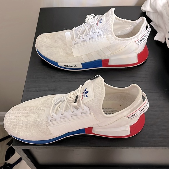 Adidas NMD_R1 V2 ‘white lush red and blue’ Size 11M - Picture 1 of 4